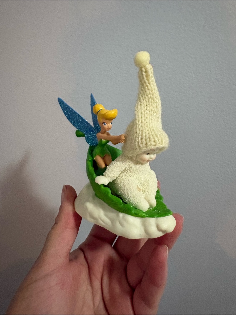 Disney Snowbabies Sledding with Tink figurine